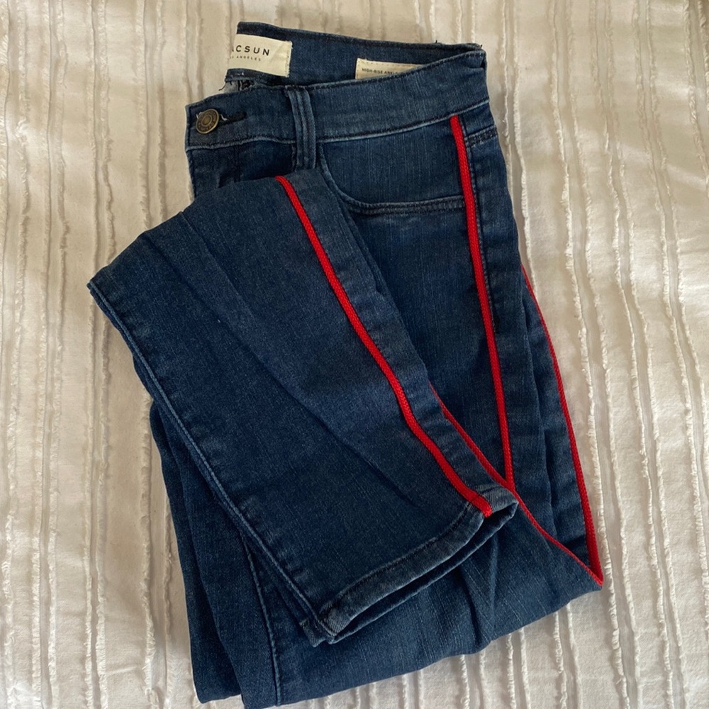 High Rise Ankle Jegging with Red detail PACSUN
